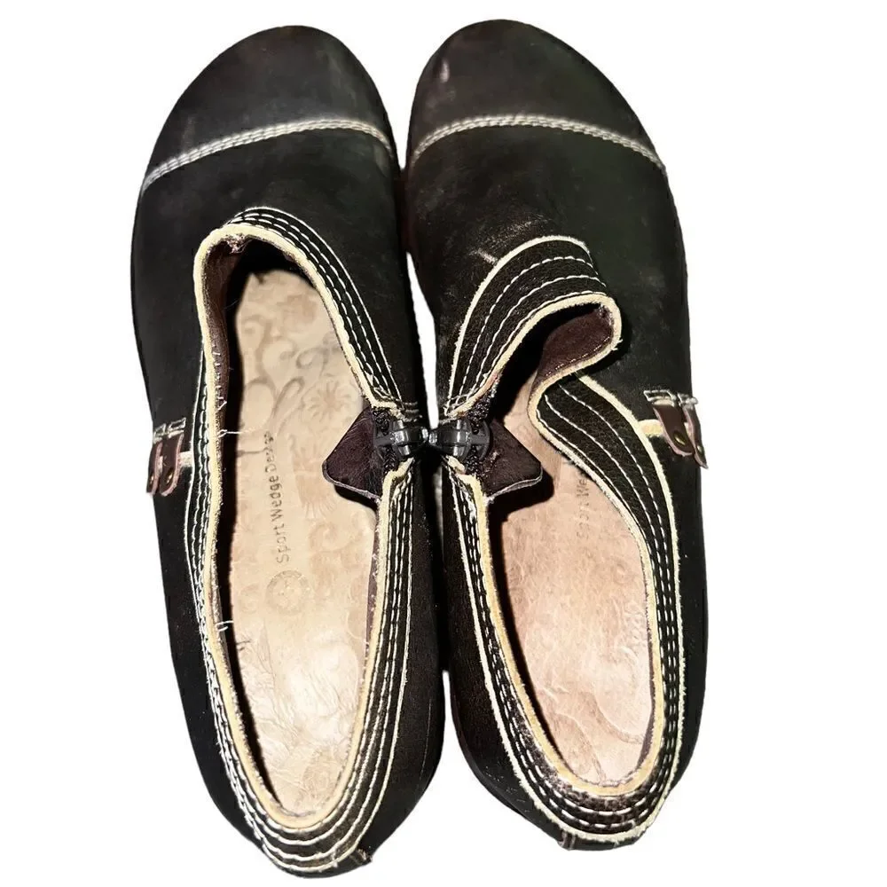 Jambu‎ brown leather block heel and side zip booties women's size 7.5